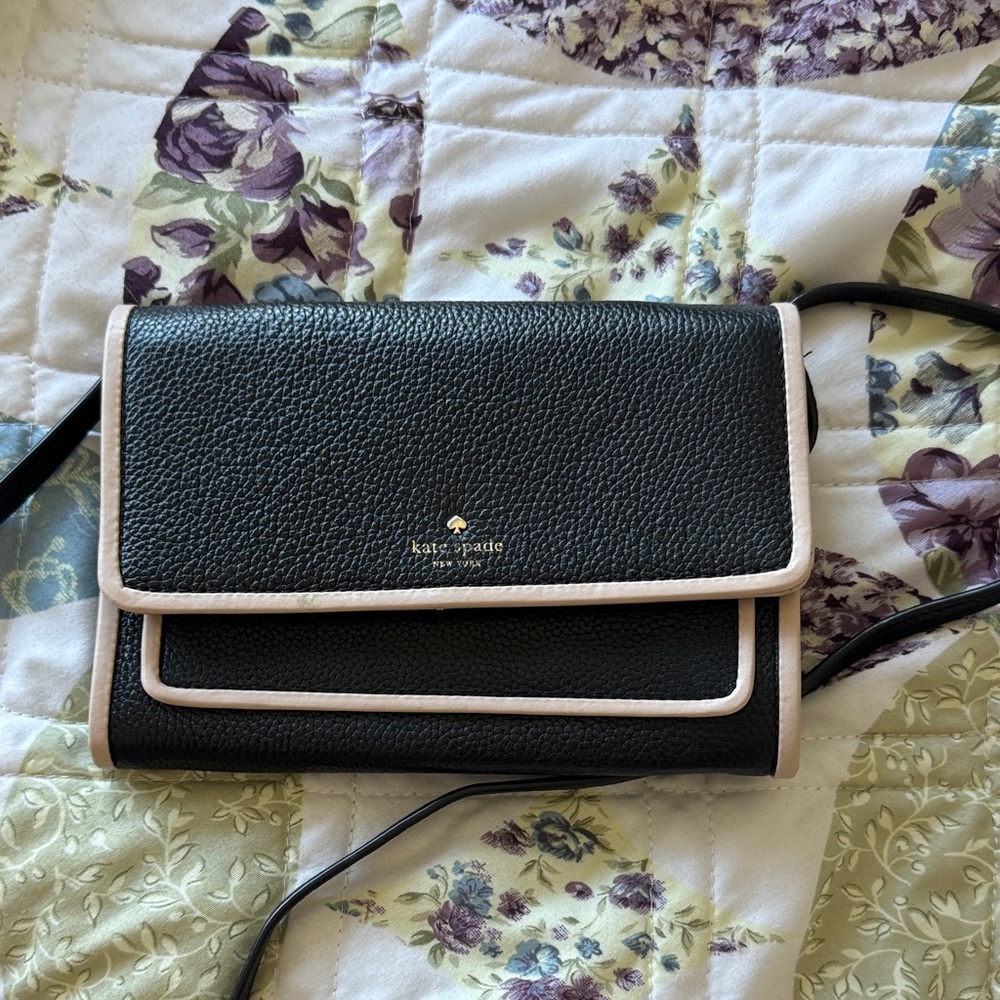 kate spade Black Crossbody with Light Pink Trim